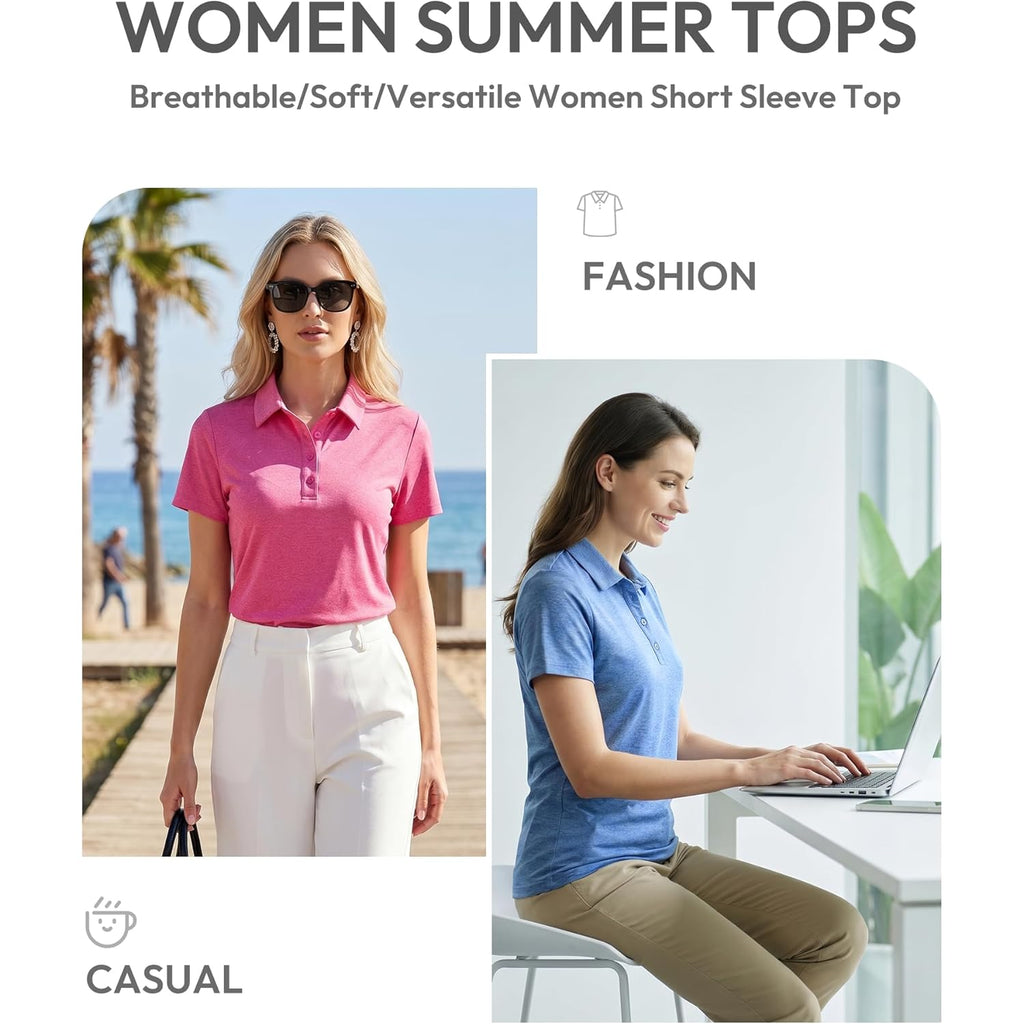 Women's Polo Shirts Athletic Golf Shirts Women Lightweight Womens Polo Shirts Short Sleeve Quick Dry Womens Shirt