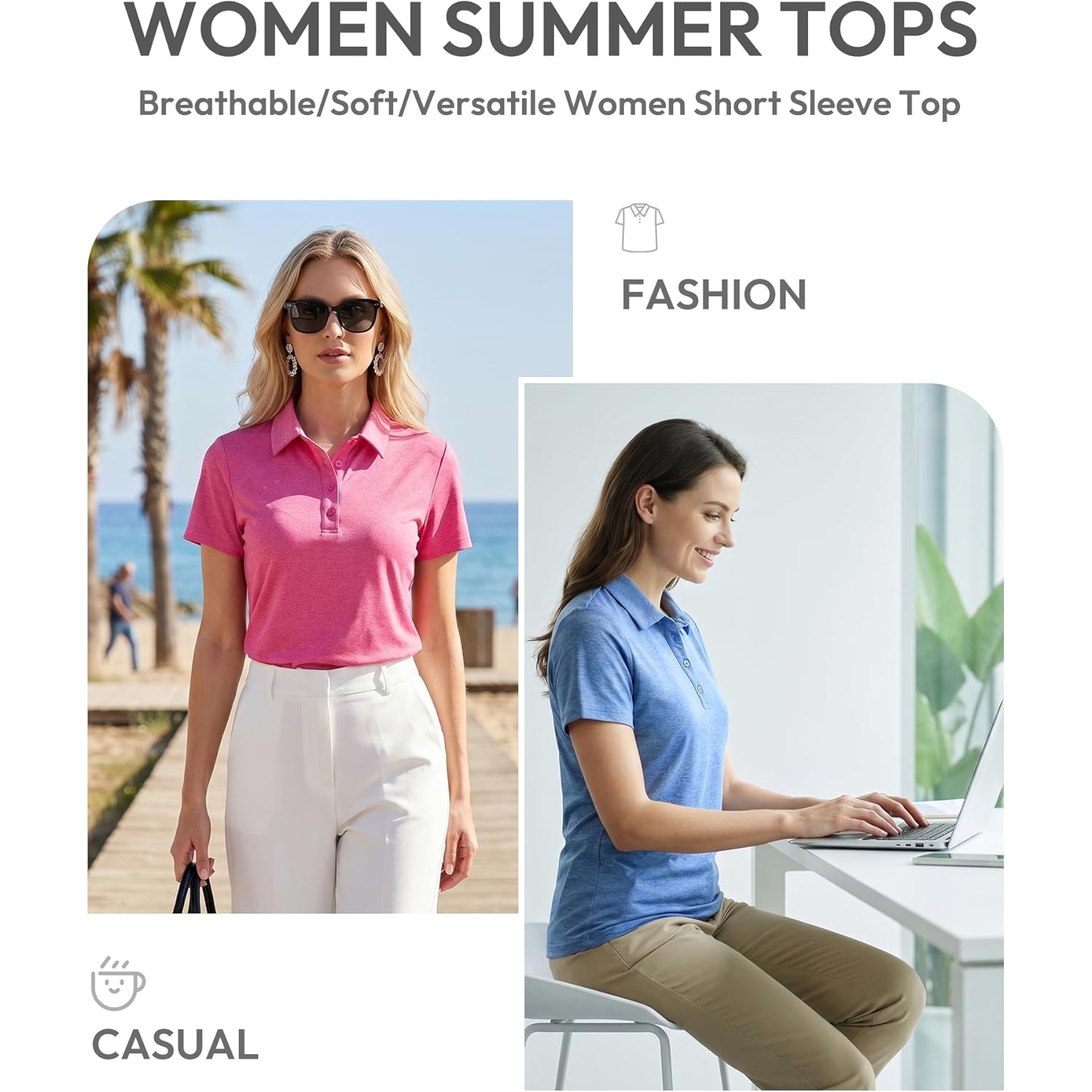 Women's Polo Shirts Athletic Golf Shirts Women Lightweight Womens Polo Shirts Short Sleeve Quick Dry Womens Shirt
