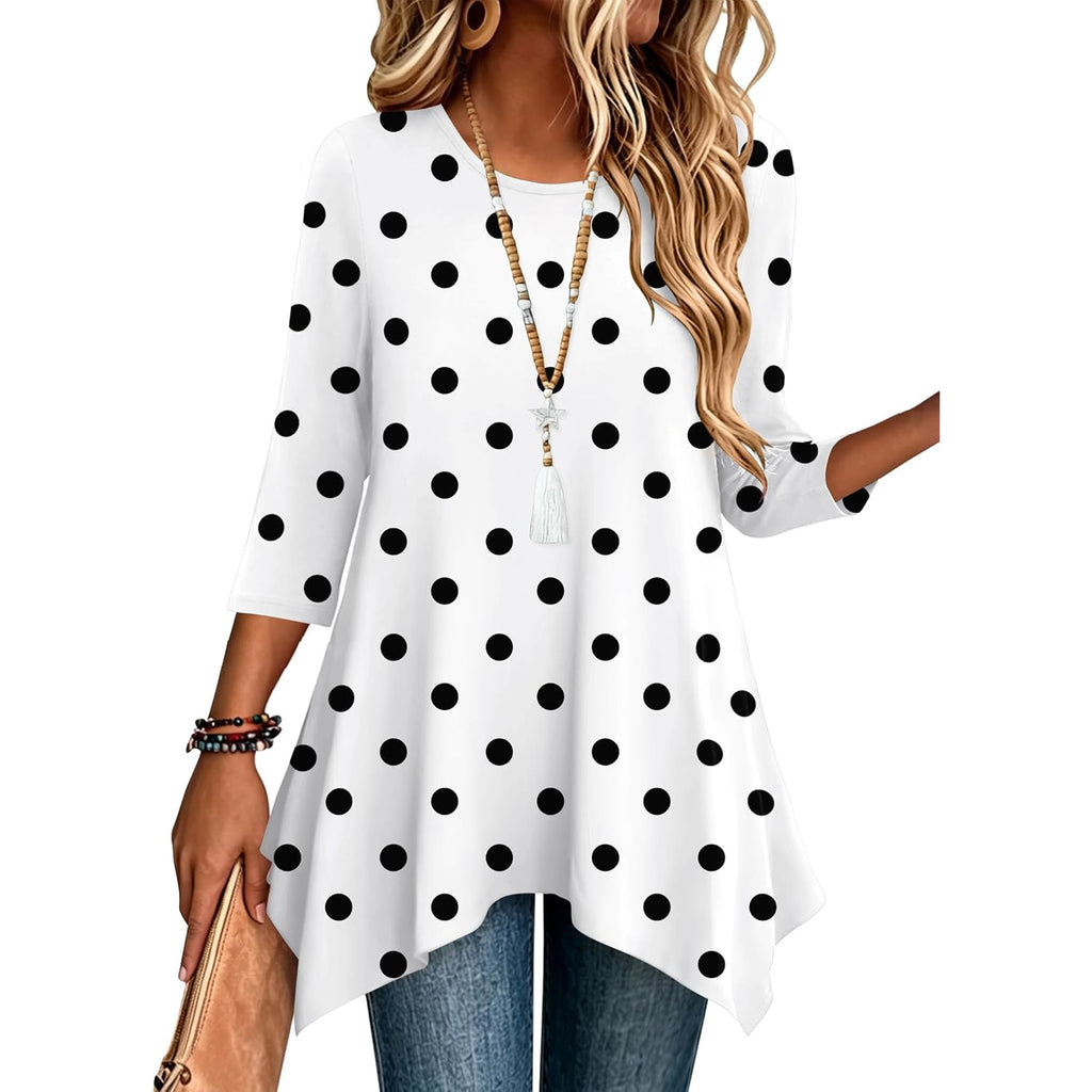Zeagoo 3/4 Sleeve Womens Tops Dressy Casual Tunics To Wear With Leggings Loose Fit Cute Blouses 2026 Trendy