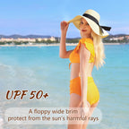 Beach Hats for Women, Wide Brim Sun Straw Hat for Women, Sun Hat UPF 50+ UV Protection