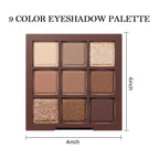 Erinde 9 Colors Eyeshadow Palette, Matte Shimmer Glitter Eye Shadow Palette Makeup, Highly Pigmented Long Lasting Waterproof, Natural Neutral Nude Eyeshadow Makeup Pallet, Chocolate Brown