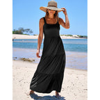Anrabess Women'S Summer Casual Long Maxi Beach Vacation Dresses Sleeveless Square Neck Flowy Tiered Sun Dress With Pockets