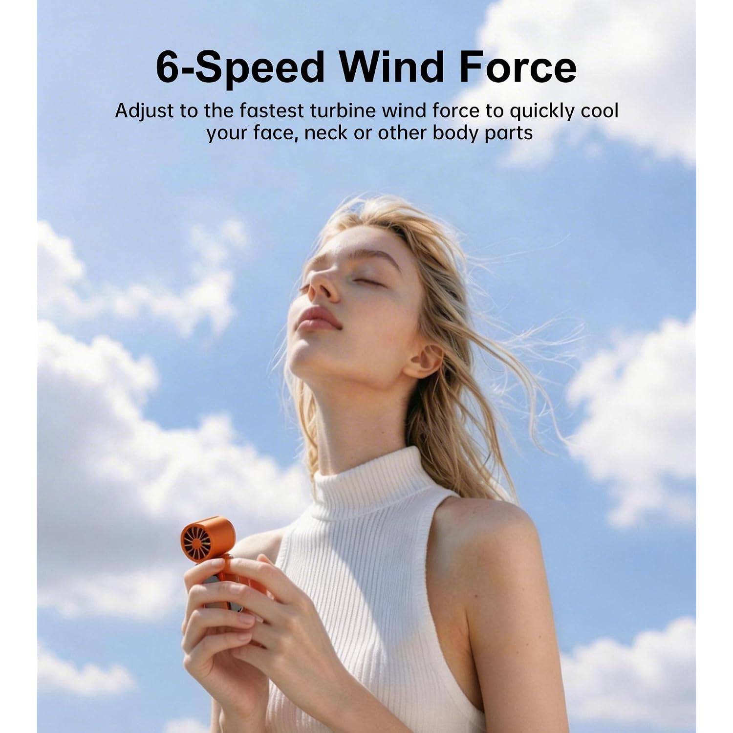 Portable Handheld Small Fan, With Built-In Fixed Clamp, Featuring 6-Speed Adjustable High-Speed Personal Fan, Led Display Screen, Rechargeable, Suitable For Use In Makeup, Travel, Indoor And Outdoor