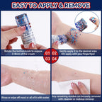 2Pcs 4Th Of July Glitter Stick | Patriotic Red White And Blue Glitter Stick For Face Body Hair, Fourth Of July Accessories & Outfits Women, Usa Flag Makeup For American 250 Anniversary & Memorial Day