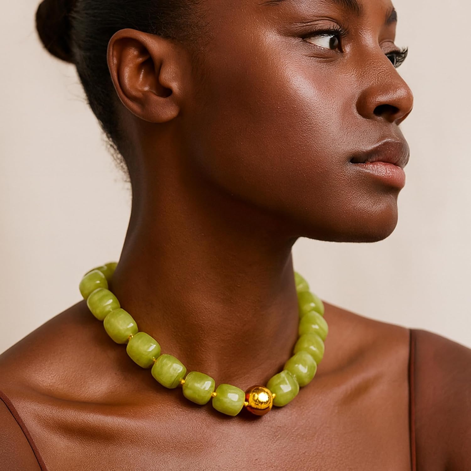 Mchic Colorful Beaded Choker Necklace for Women: Boho Large Square Acrylic Beaded Necklace Stainless Steel Adjustable Surfer Beach Strand Necklaces Summer Handmade Jewelry Gift for Women