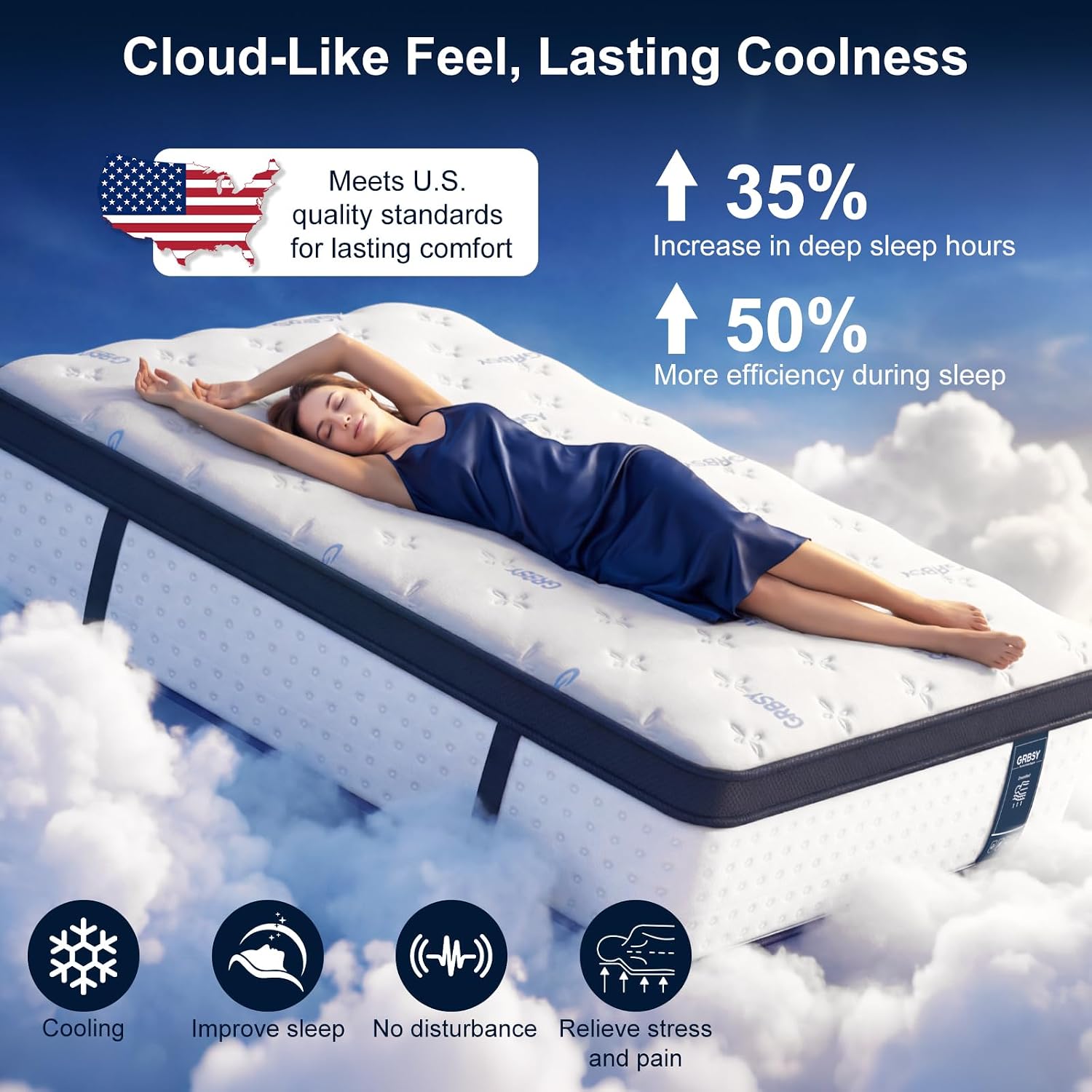 14 Inch Queen Mattress, Upgraded 7-Zoned Support Hybrid Queen Size Mattress In A Box With Cooling Gel Memory Foam & Pocket Coils For Back Pain Relief, Assembled In Usa, Motion Isolation, Medium Firm