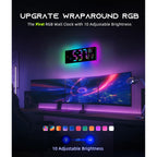 Easyera 16.5" Large Digital Wall Clock With Bt Sync, Rgb Lights With 11 Scenes Mode Remote Control, Dual Alarms With Big Led Display, Auto Dst, Temperature For Classroom Gaming