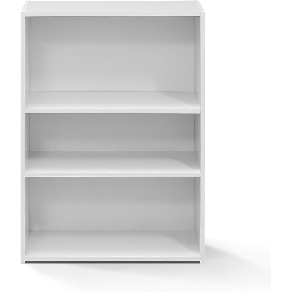 Furinno Wright Book Shelf, 3-Tier Modern Bookshelf, Bookcase With Closed Back, 11.6" X 24.5" X 35.3", For Living Room, Bedroom, Home Office, Soft White