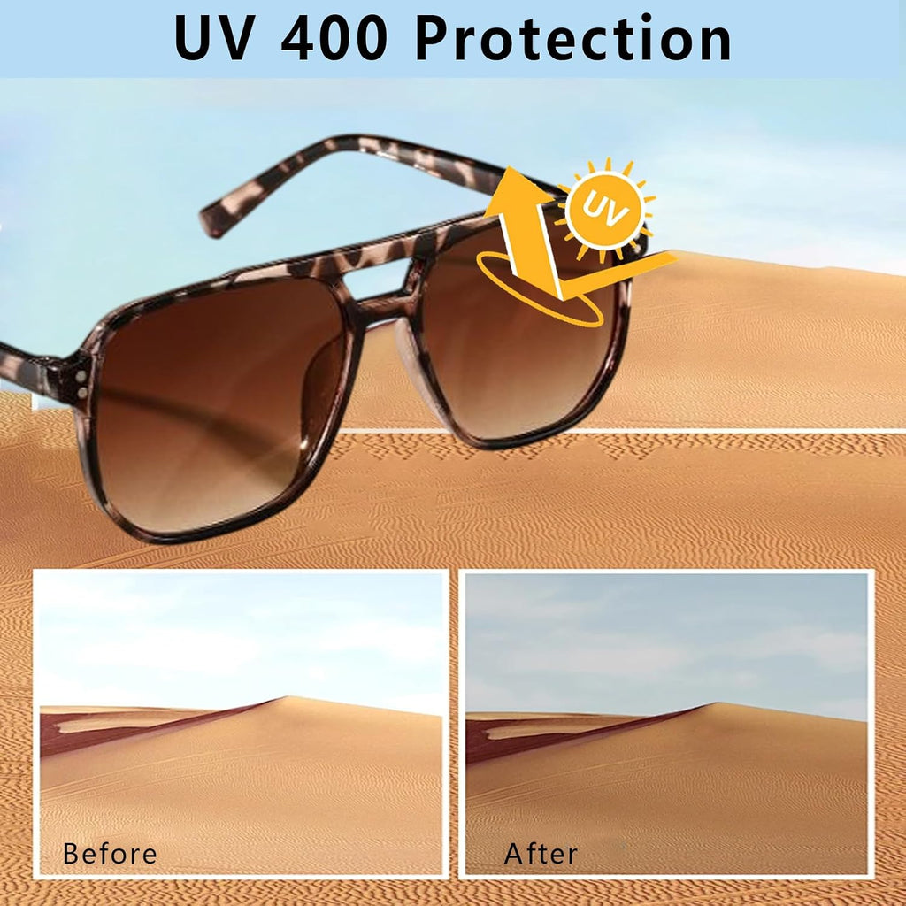 Retro Tac Polarized Aviator Sunglasses Tr-90 Frame Women Men Trendy Sunnies Driving Anti-Glare Uv400 Protection