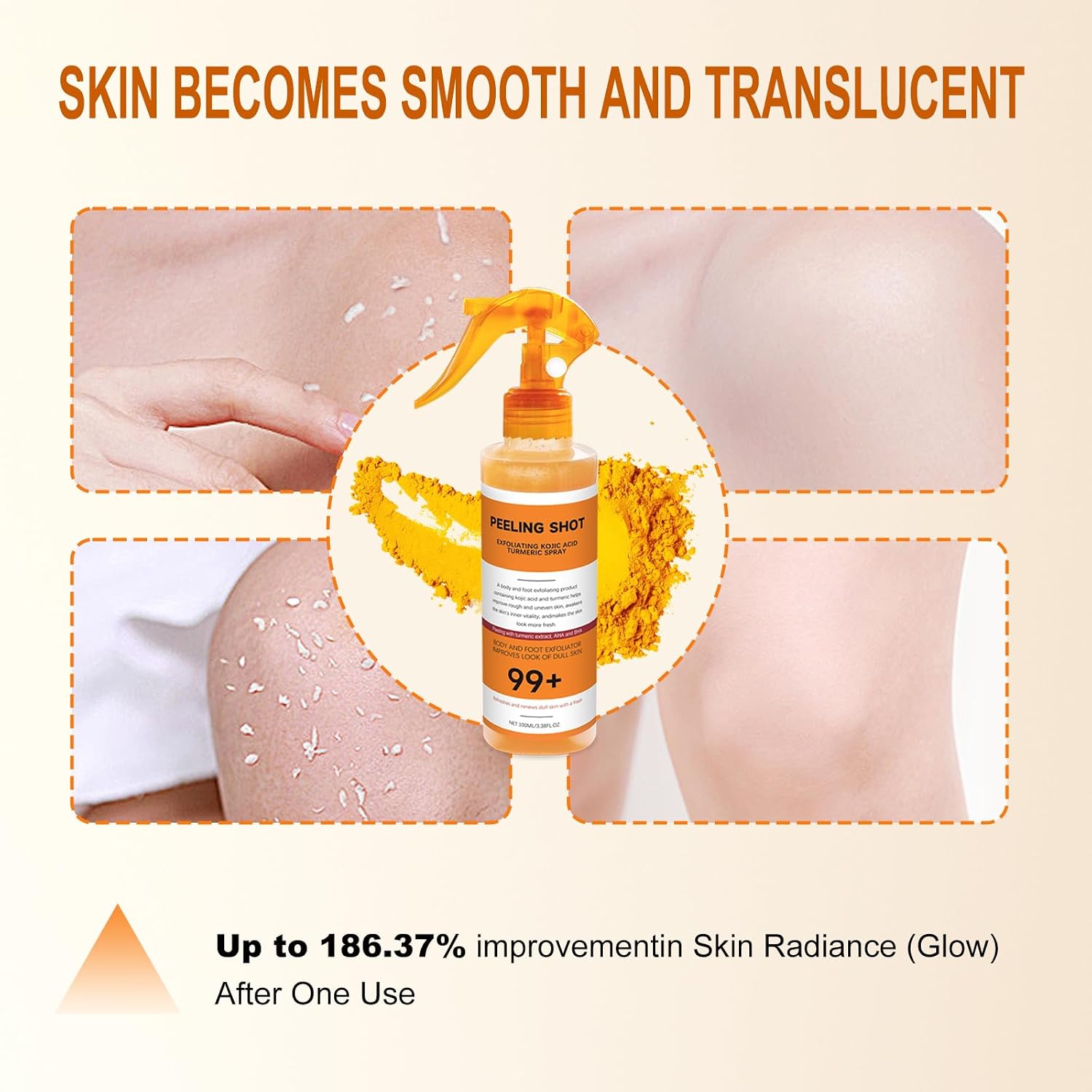 Body Keratin Care Kojic Acid Turmeric Spray: Gentle Body Peel Mist To Help Remove Dead Skin And Improve Rough Texture, Suitable For All Skin Types (2 Pack) -S, 200Ml - A