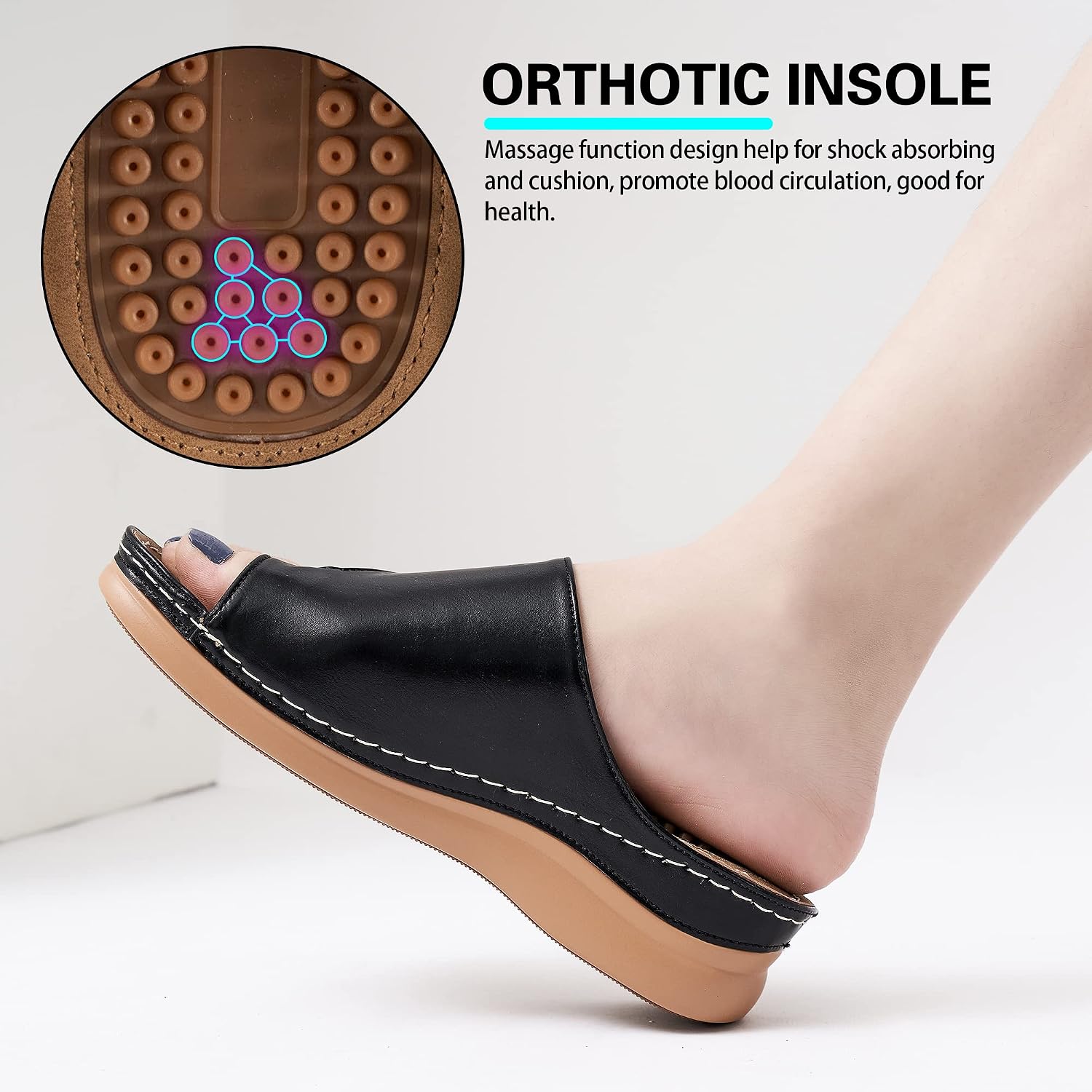 Aomigoct Womens Comfort Wedge Sandals: Soft Cushion & Orthopedic For All-Day Walking - Non-Slip 1.96" Heel For Stability - For Comfort Seekers