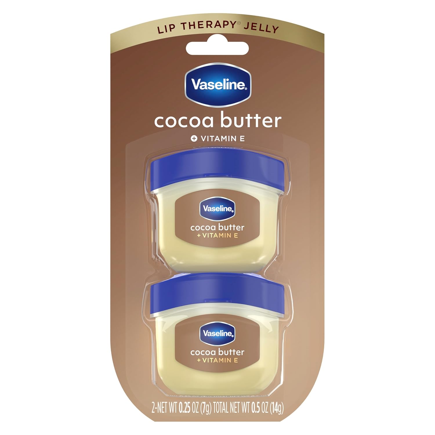 Vaseline Lip Balm Mini 2 Ct Cocoa Butter For Dry Cracked Skin Hydrating Lip Balm 0.5 Oz