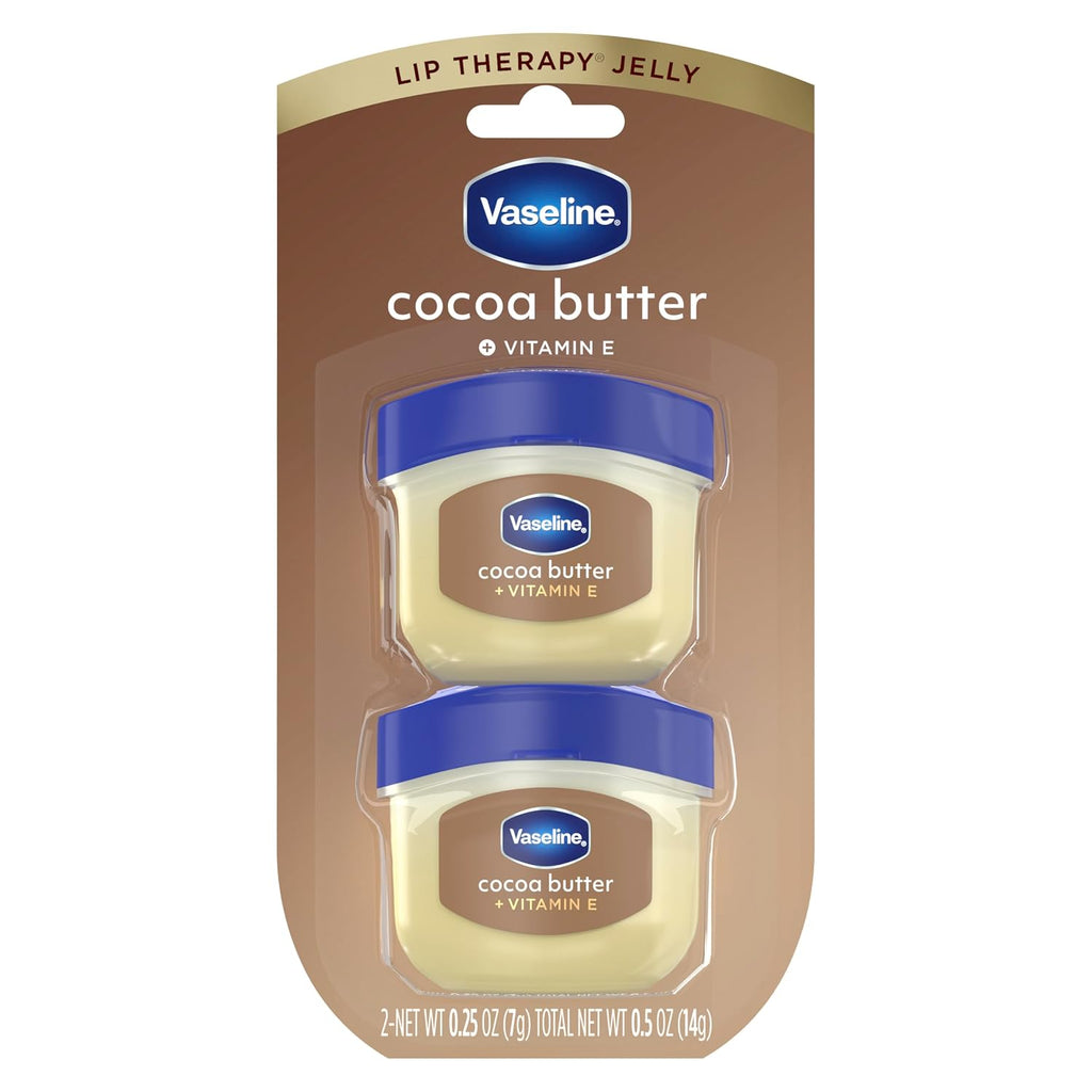 Vaseline Lip Balm Mini 2 Ct Cocoa Butter For Dry Cracked Skin Hydrating Lip Balm 0.5 Oz