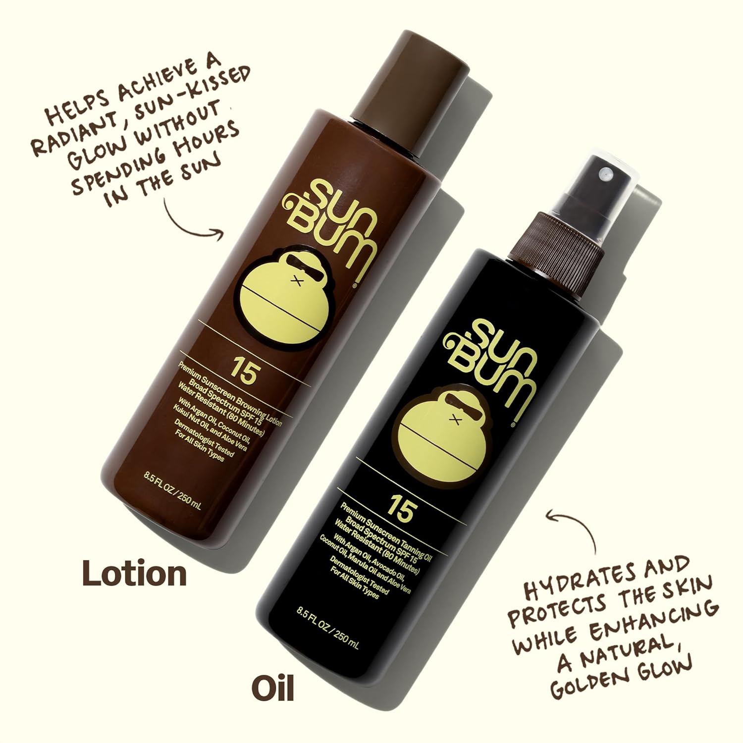 Sun Bum SPF 15 Moisturizing Tanning Oil - Vegan and Hawaii 104 Act Compliant (Octinoxate & Oxybenzone Free) - Broad Spectrum Moisturizing - UVA/UVB Protection - 8.5 oz