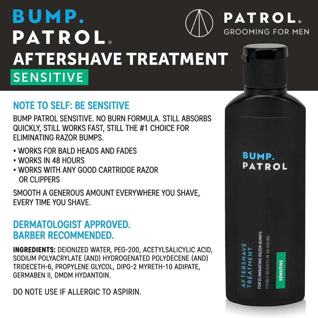 Bump Patrol Sensitive Strength Aftershave Treatment Serum – Razor Bump Stopper and Ingrown Hair Treatment for Men and Women, Alcohol Free Ingrown Hair Serum for Sensitive Skin 2 oz (Pack of 1)