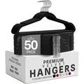 Utopia Home Velvet Hangers 50 Pack – Luxury Non-Slip Slim Hangers Black | Luxury Non-Slip Slim Pant & Coat Hangers, Strong Space-Saving Clothes Hangers With Pants Bar And 360° Swivel Hook