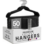 Utopia Home Velvet Hangers 50 Pack – Luxury Non-Slip Slim Hangers Black | Luxury Non-Slip Slim Pant & Coat Hangers, Strong Space-Saving Clothes Hangers With Pants Bar And 360° Swivel Hook