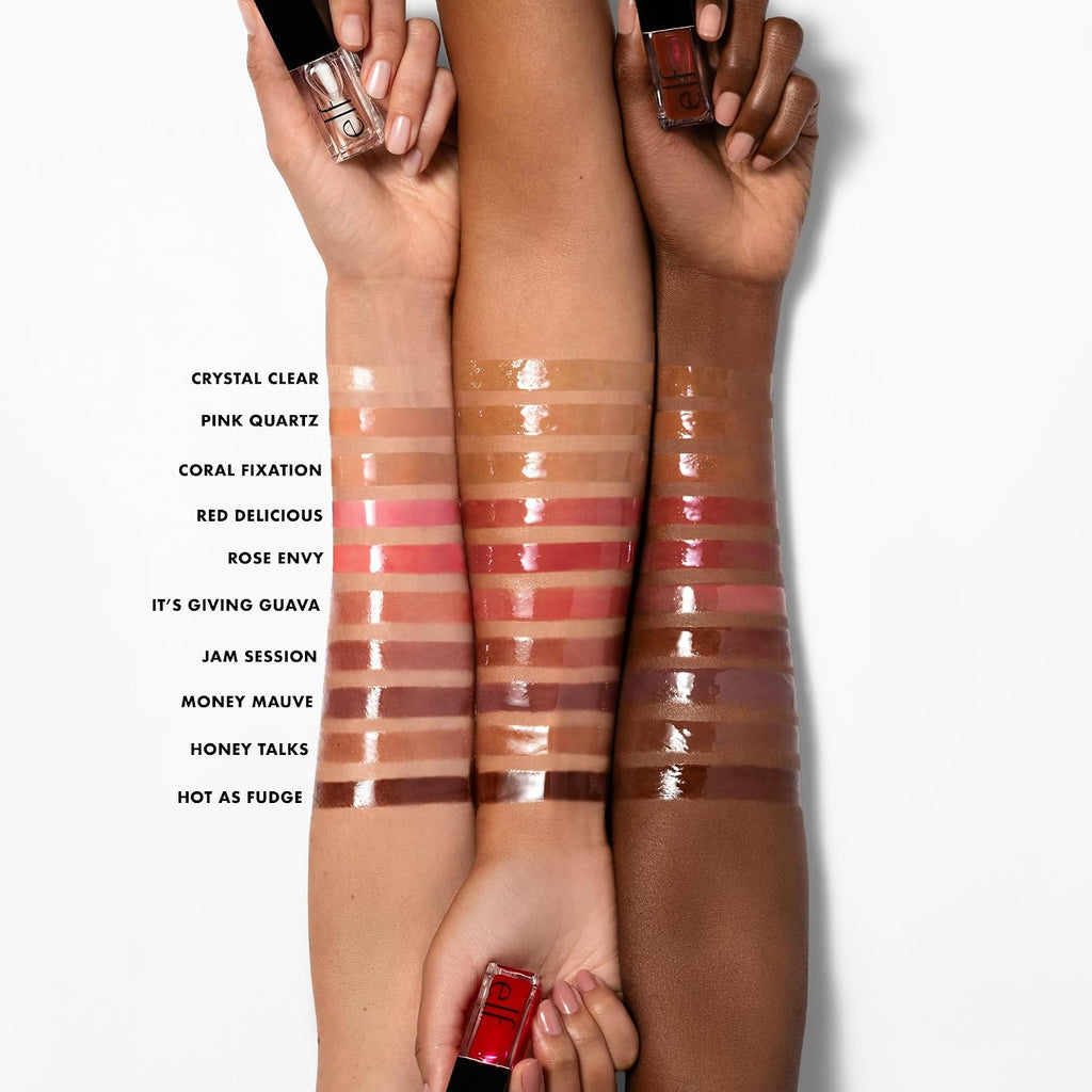 E.L.F. Glow Reviver Lip Oil, Nourishing Tinted Lip Oil For A High-Shine Finish, Infused With Jojoba Oil, Vegan & Cruelty-Free, Pink Quartz