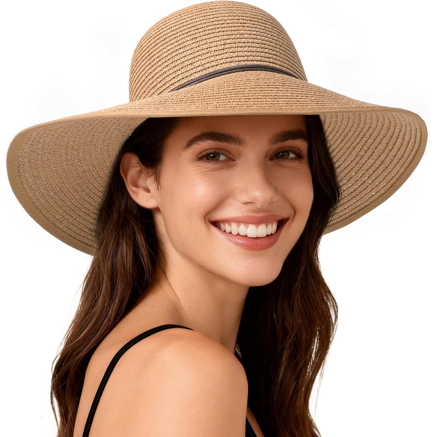 Sun Hats for Women, Straw Hats UPF 50+ Sun Protection, Wide Brim Womens Beach Hat for Summer Travel