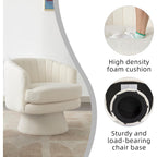 Swivel Accent Chair With Armrest, Modern 360 Degree Swivel Barrel Chair With Curve Back And Soft Cushion,Comfy Round Sherpa Teddy Armchair Single Sofa For Living Room,Bedroom,Waiting Room,Beige