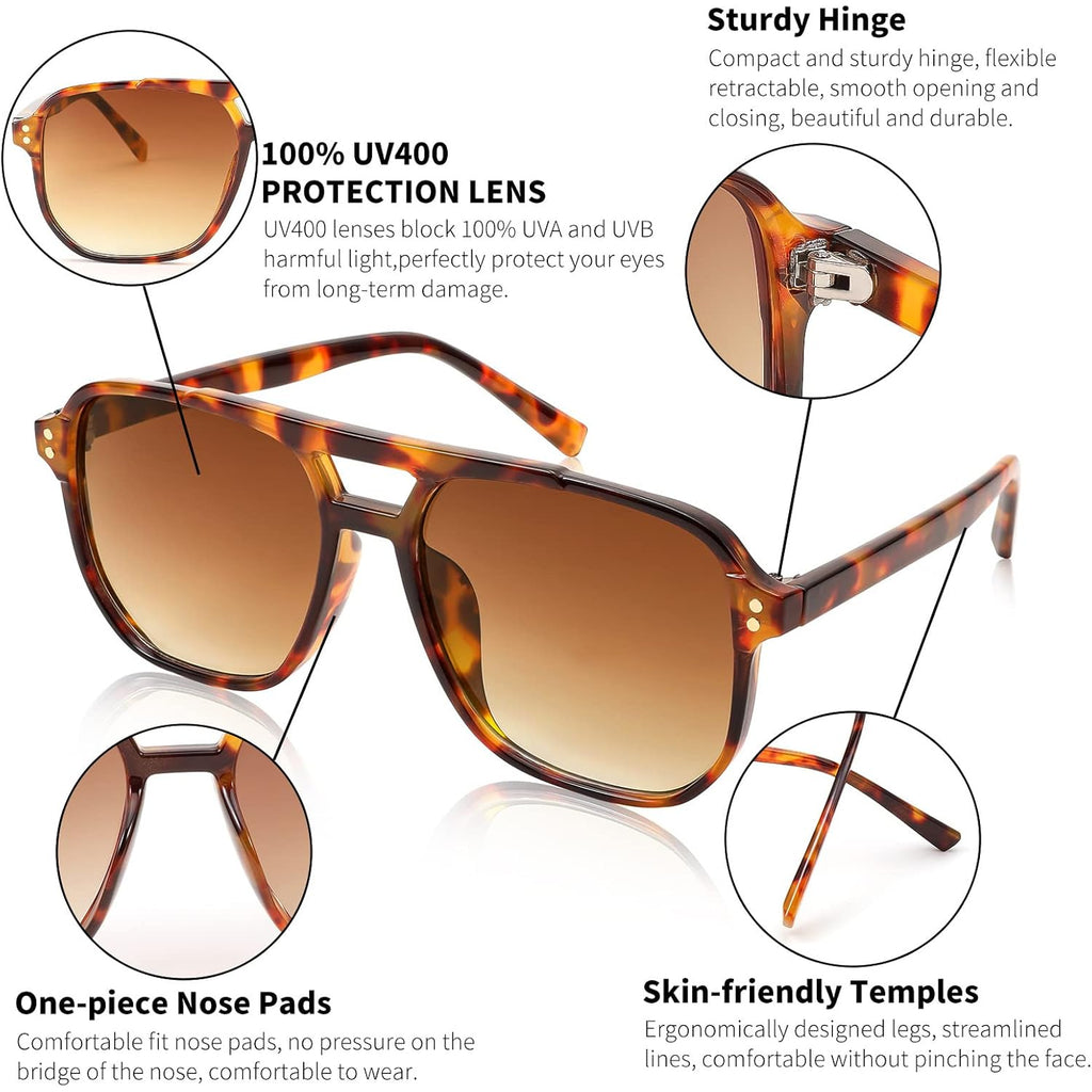 FEISEDY Retro Square Aviator Sunglasses Women Men 70s Vintage Trendy Plastic Frame Sun Glasses B2835