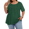 Womens Plus Size Tops Summer Short Sleeve Shirts Flowy Crewneck Casual Loose Tunic Top Blouses 2026