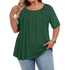 Womens Plus Size Tops Summer Short Sleeve Shirts Flowy Crewneck Casual Loose Tunic Top Blouses 2026
