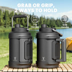 1 Gallon Insulated Water Bottle For Sports: Meoky 128 Oz Triple Wall Vacuum Stainless Steel Water Jug - Top And Side Handles, Cold For 48 Hrs, 2-In-1 Straw And Spout Lid, Leak Proof For Hiking (Night)