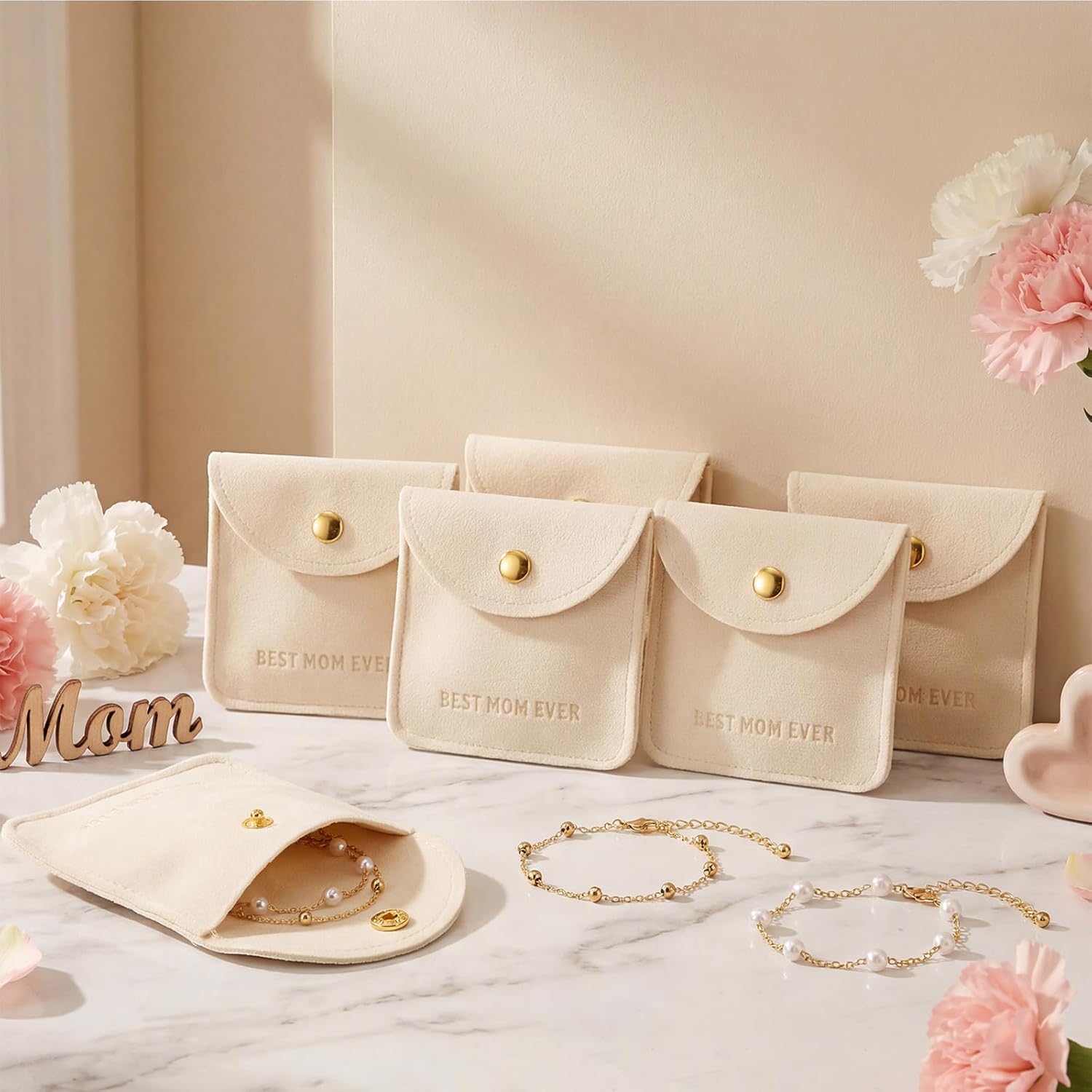 Tondiamo Mother's Day Church Gifts Mother's Day Bracelets gifts Bulk Jewelry Pouch Adjustable Bracelet for Thank You Mom Gift