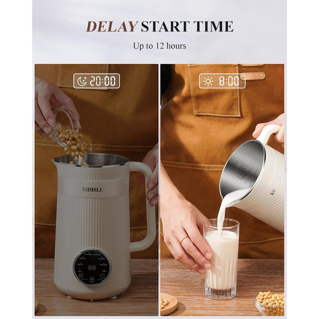 Kidisle 8 In 1 Nut Milk Maker Blender, 32Oz Homemade Soy, Almond, Oat, Coconut, Plant Based And Non Dairy Beverages, Automatic Soybean Machine With Delay Start/Keep Warm/Boil Water, Cream