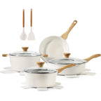 SENSARTE Nonstick Ceramic Cookware Set, 13-Piece Non-toxic Pots and Pans Set, Healthy Kitchen Cooking Set with Stay-Cool Handles, Silicone Tools and Pot Protectors, PFAS Free