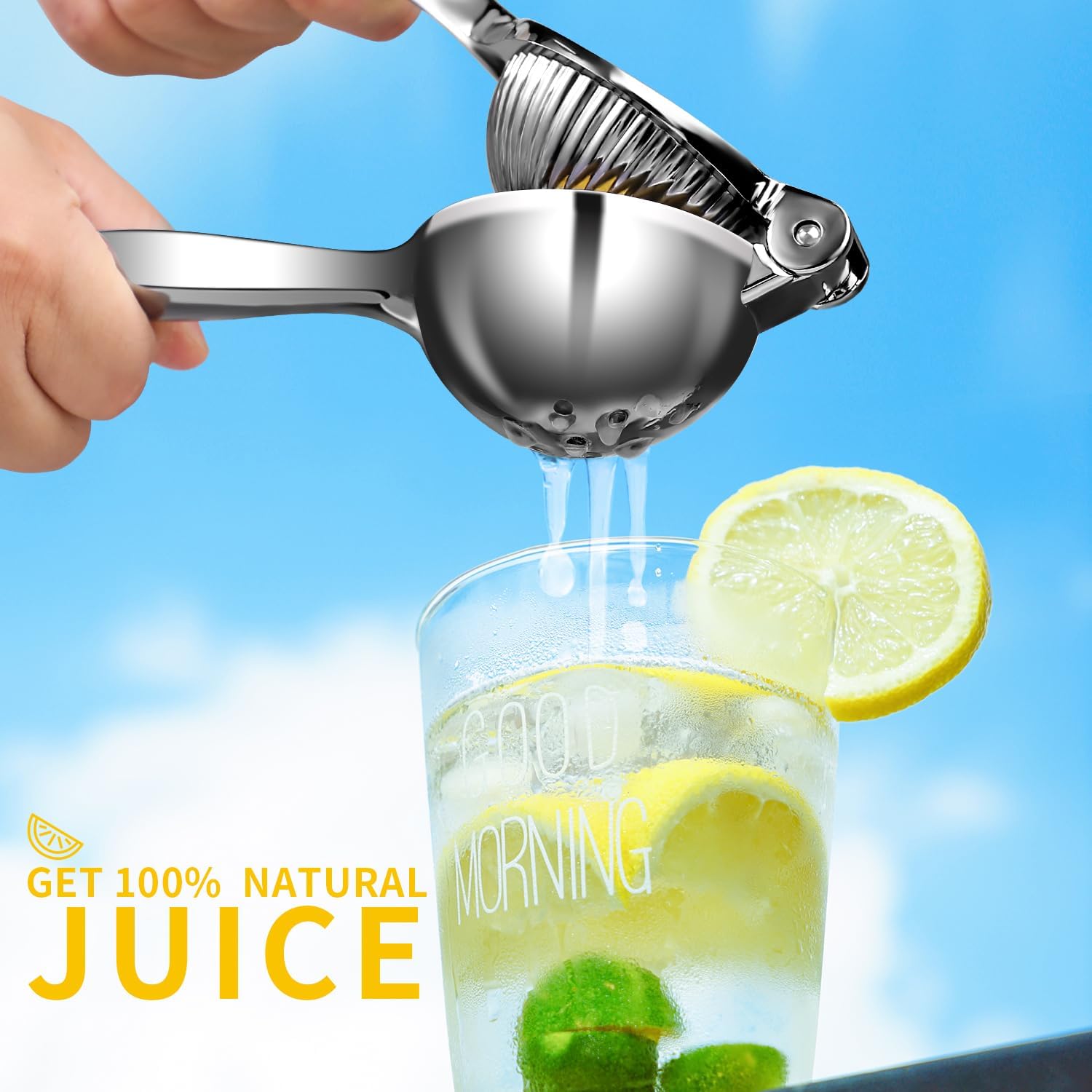 Rekix Lemon Squeezer, Max Extraction Hand Press Lemon Juicer, Heavy Duty Manual Orange Juicer, Sturdy Metal Lime Squeezer, Durable Handheld Citrus Fruit Squeezer For Kitchen Bar, Exprimidor De Limones