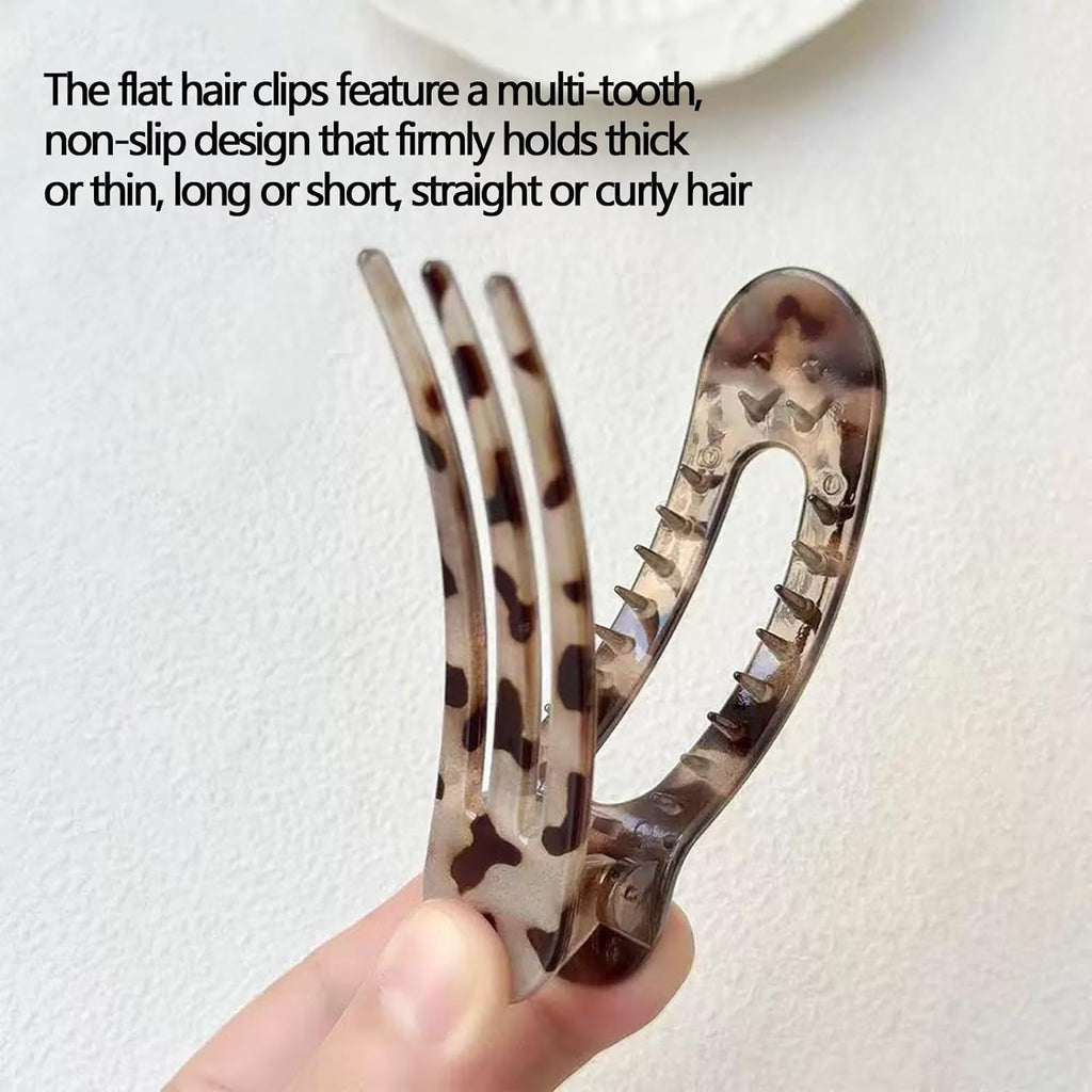3 Pack Flat Hair Clips For Women Leopard Non-Slip Comfort Hair Clips For Thick & Thin Hair Styling Accessories