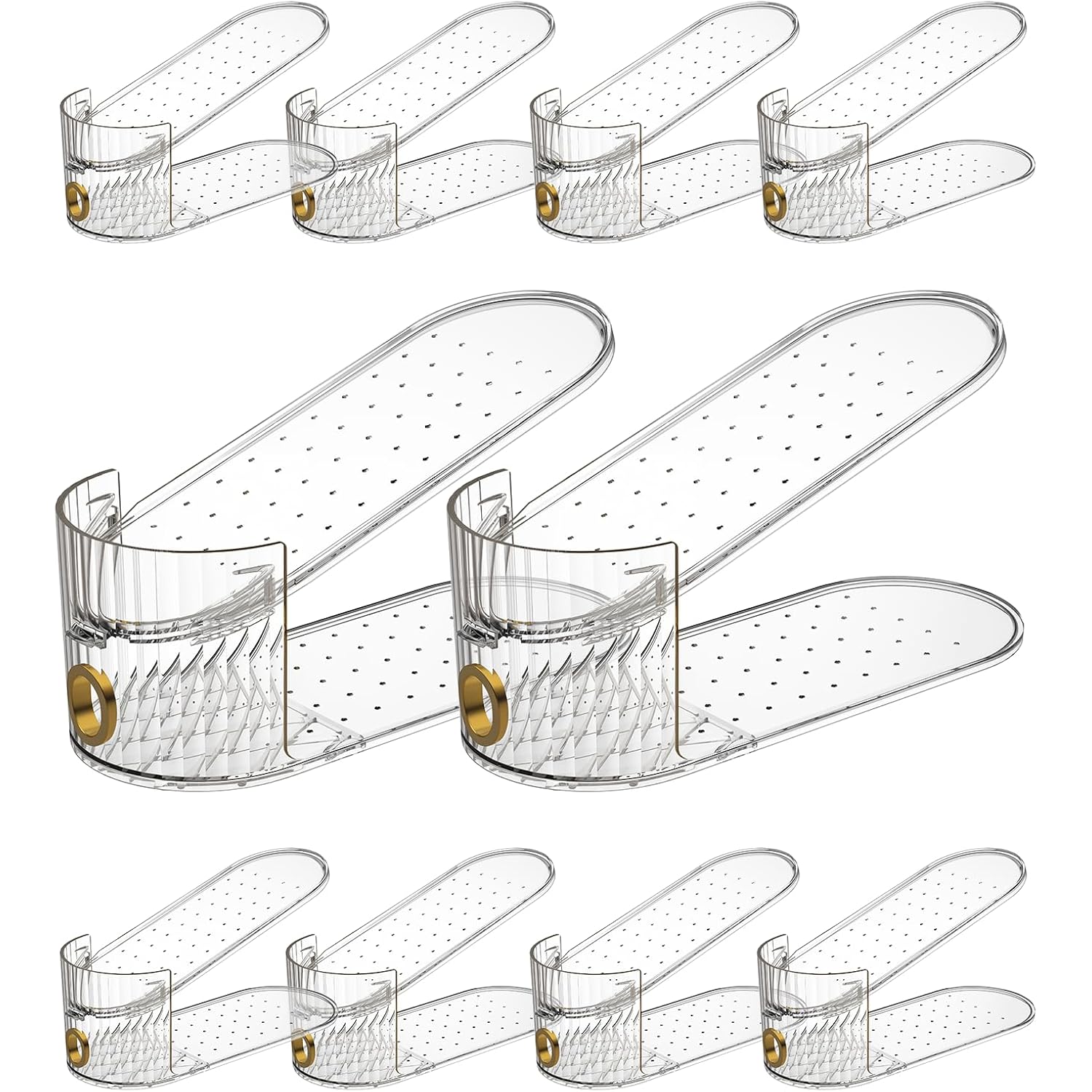 Clear 10 Pack Shoe Slot Organizer, Shoe Stacker Organizer Holders For A Pair Of Shoes, Adjustable Thickening Double Layer 50% Shoe Space Saver Rack Storage For Closet (Clear, 10 Pack)