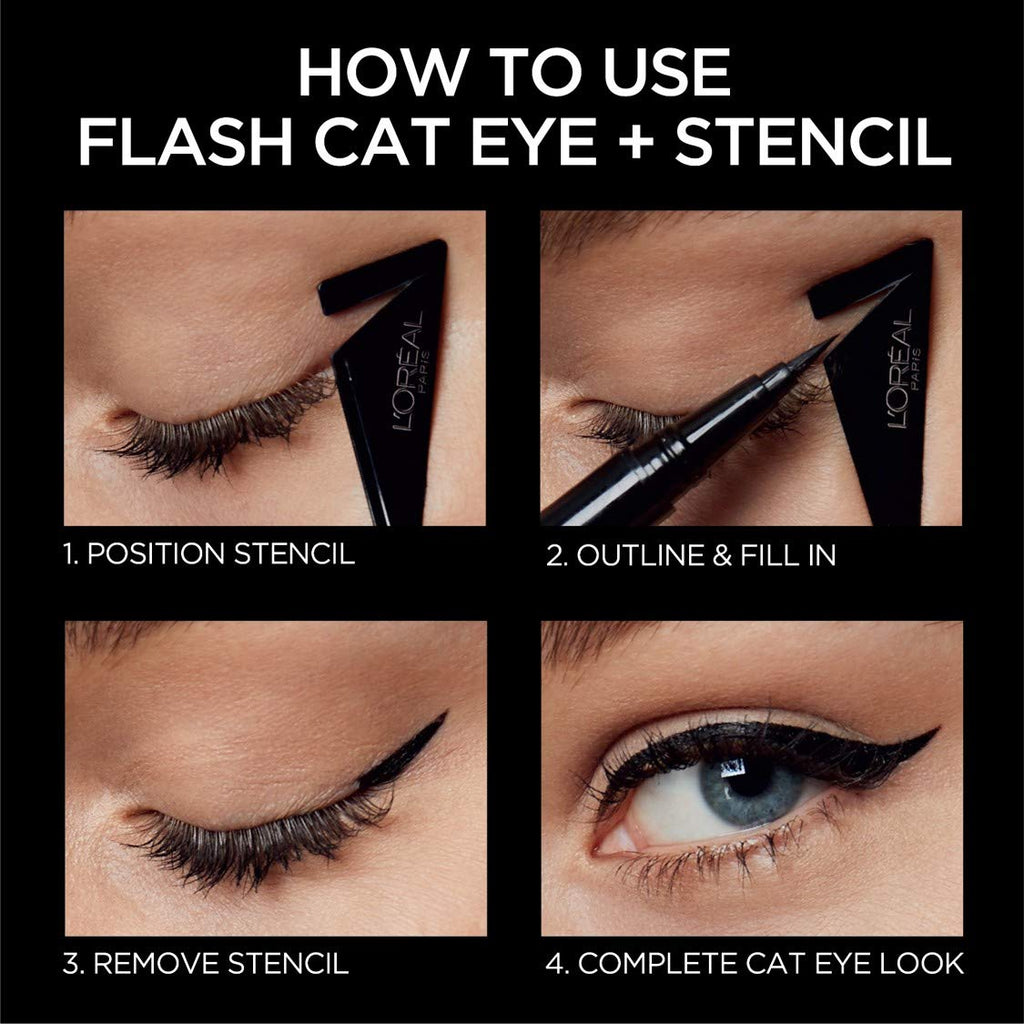 L'Oreal Paris Makeup Infallible Flash Cat Eye Waterproof Liquid Eyeliner, Black, 0.44 oz.