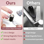 5pcs Cat Eye Magnet Set, 2-in-1 Scissor Shape Nail Magnet Tool create French & V-Shape nail effects, Heart Guide & Cylindrical Magnet for Cat Eye Gel Polish, Nail Art DIY for Home, Salon, Studio