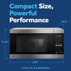 Ge 4-In-1 Air Fry Countertop Microwave Oven, 1050 Watt, 1.0 Cu. Ft. | Stainless Steel, Combines Microwave, Air Fry, Convection, And Broil, Child Lock Technology, 4 Convenience Cook Settings