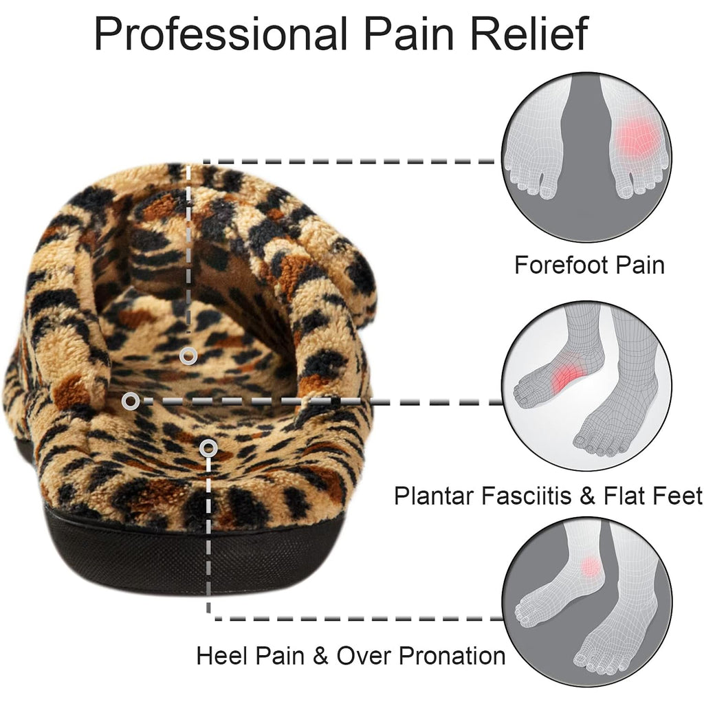 Women'S Orthotic Arch Support Slippers Fuzzy Adjustable Orthopedic Slippers For Plantar Fasciitis Furry Slide For Ladies