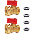 Heavy Duty Brass Shut Off Valve Big Flow,Garden Hose Shut Off Valve For Garden Lawn Irrigatiion Garden Hose Connector Big Handle Easy Turn On Off (2Pcs) +4 Extra Pressure Washers