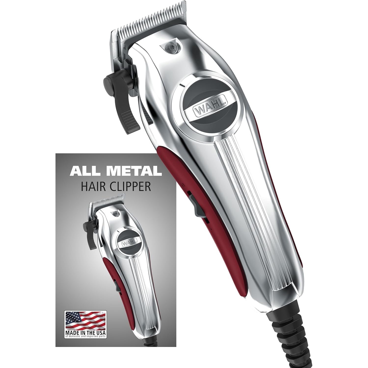 Wahl Usa Pro Ultra Quiet High Torque Corded Hair Clipper For Ultra Quiet Operation And Cooler Operating Temperatures, Metal Housing With Bonus Hair Clipping Guard Caddy - Model 3000097
