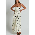Yuemengxuan Boho Maxi Dresses For Women Spaghetti Strap Flowy Smocked Long Dress Casual Summer Vacation Beach Maxi Dress