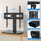 Rfiver Universal Swivel TV Stand for 27-50 55 60 Inch TVs, Height Adjustable Table Top TV Stand Mount Hold up to 88 lbs, Pedestal TV Stands with Tempered Glass Base, Replacement TV Mount Stand