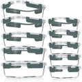 Verones 10 Pack Glass Meal Prep Containers, Airtight Glass Lunch Containers, Stackable Glass Food Storage Containers Set With Lids,Bpa-Free, For Microwave, Oven, Freezer & Dishwasher Friendly,Grey