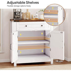 30" Coffee Bar Station, Kitchen Sideboard Buffet Cabinet With A Drawer And Adjustable Shelf, Modern Farmhouse Storage Cabinet For Kitchen, Living Room, Entryway, White