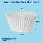 Amazon Basics White Jumbo Cupcake Liners, 40 Count, Pack Of 1