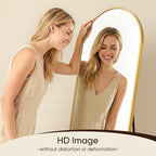 Antok 58" X19” Arched Full Length Floor Mirror, Gold Aluminum Frame, Free Standing/Wall Mount/Leaning For Bedroom, Living Room, Dressing Room