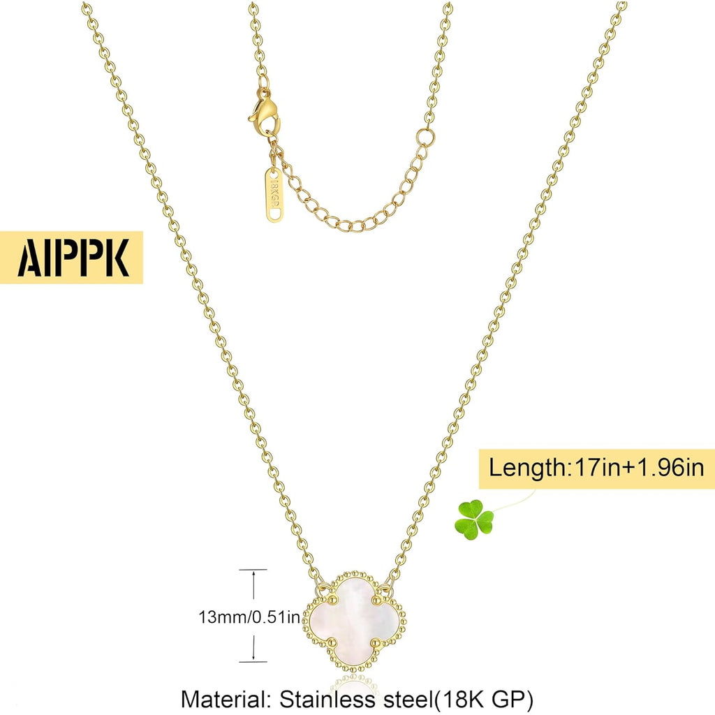 AIPPK Clover Pendant Necklace for Women 18K Gold Plated Four Leaf Clover Necklaces Lucky Simple Jewelry Gifts for Women