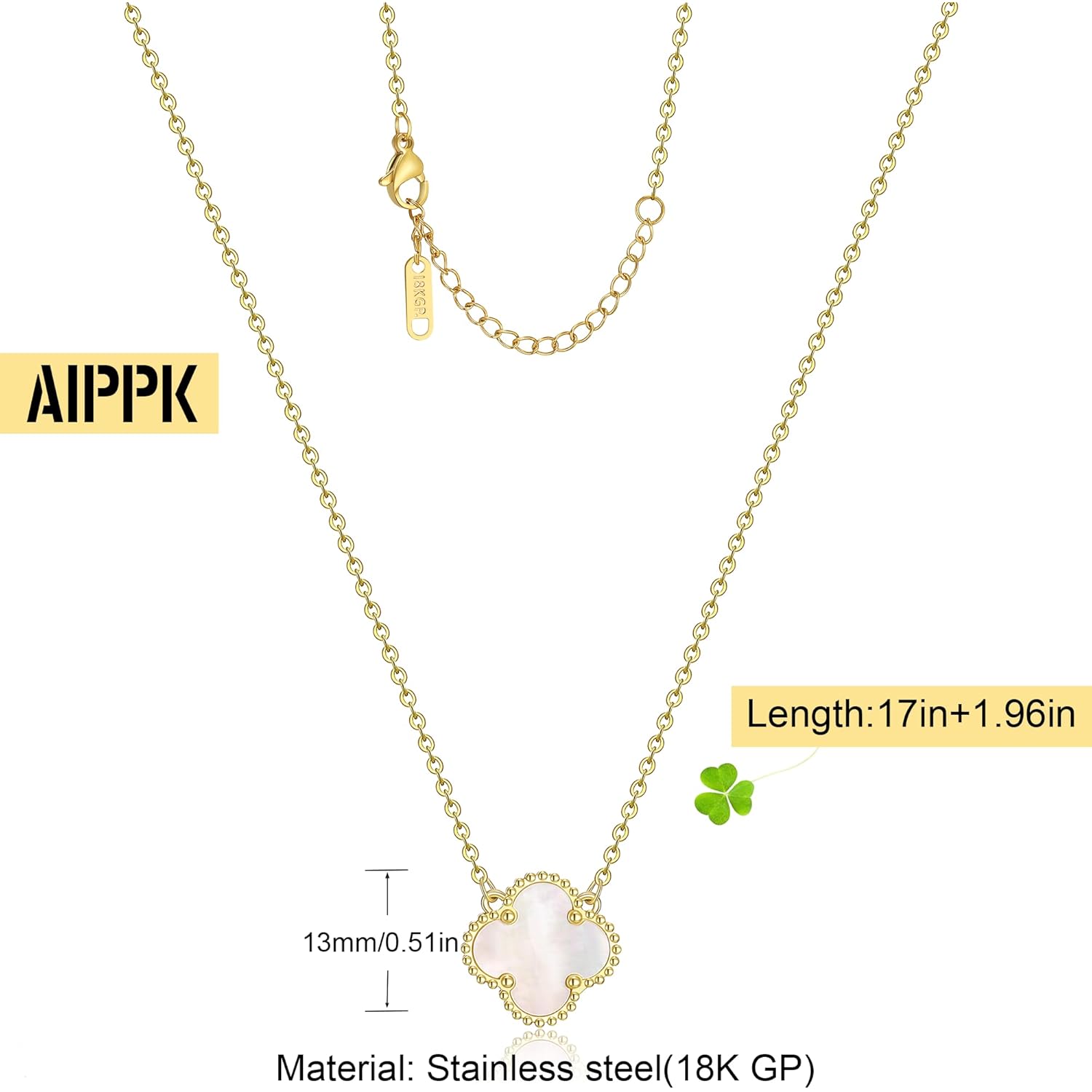 AIPPK Clover Pendant Necklace for Women 18K Gold Plated Four Leaf Clover Necklaces Lucky Simple Jewelry Gifts for Women