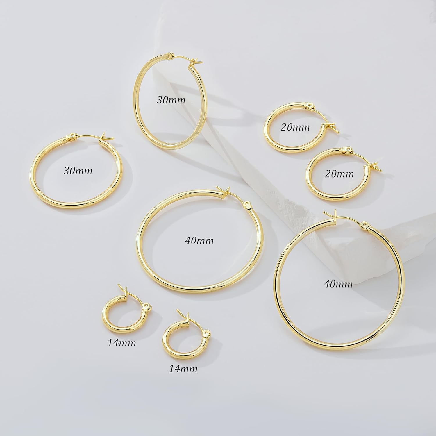 Gokeey Gold Hoop Earrings Set for Women,14k Gold Plated Gold Hoops with Sterling Silver Post Hypoallergenic Thin Hoop Gold Earrings for Girls Trendy Jewelry Gifts