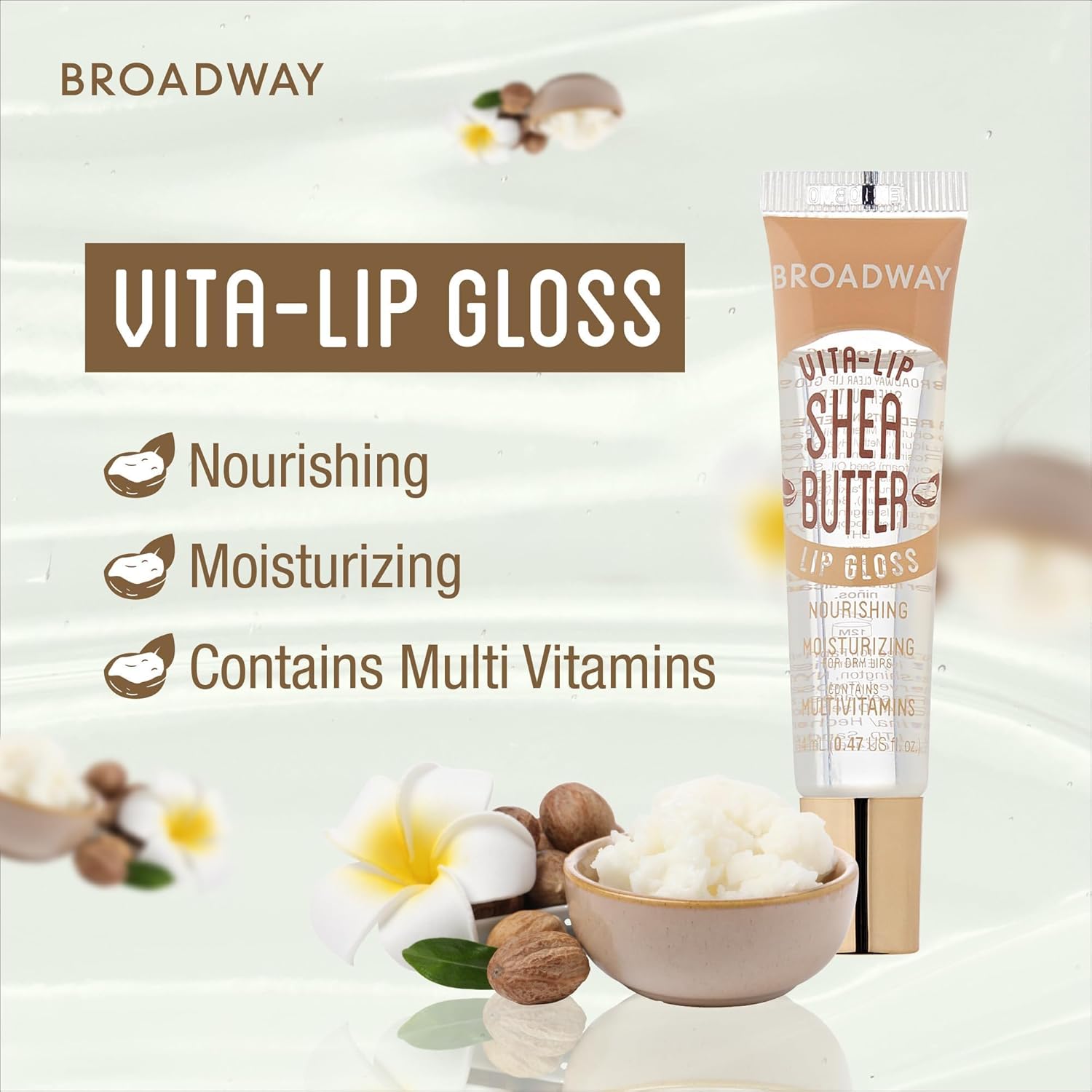 Ruby Kisses Broadway Vita-Lip Clear Lip Gloss (8 Pack), Ultra-Hydrating & Soothing Formula with Vitamins, High-Shine Non-Sticky Finish Lip Balm with Mint, Rosehip, Coconut, Mango, Argan, Honey, Shea